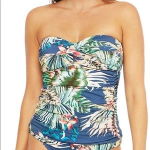 La Blanca Blue Moon Tropical Bandeau Top 34DD NWT!